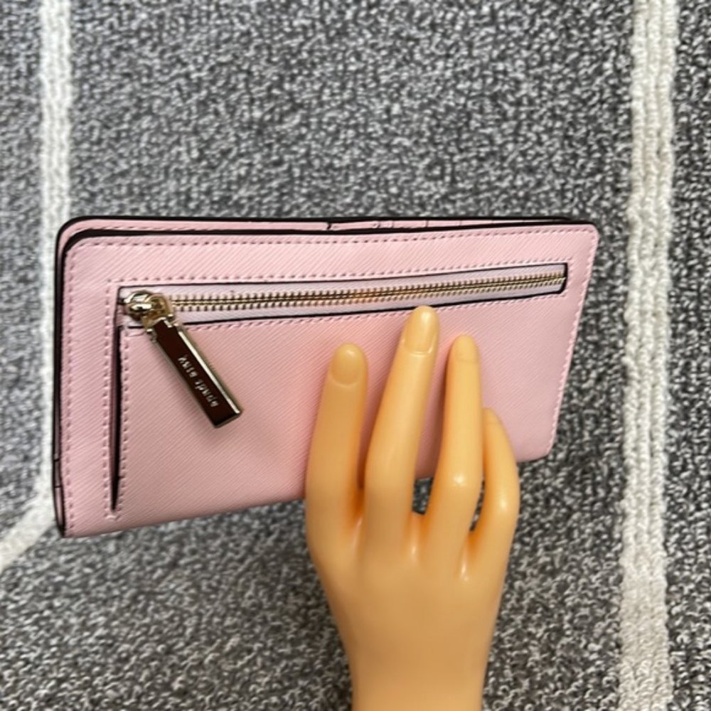 Kate Spade Madison Large Slim Bifold Wallet Conch Pink NWT - Picture 13 of 16